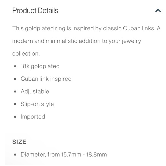 NWT OMA The Label Baba 18K Goldplated Chain Ring - Picture 11 of 14